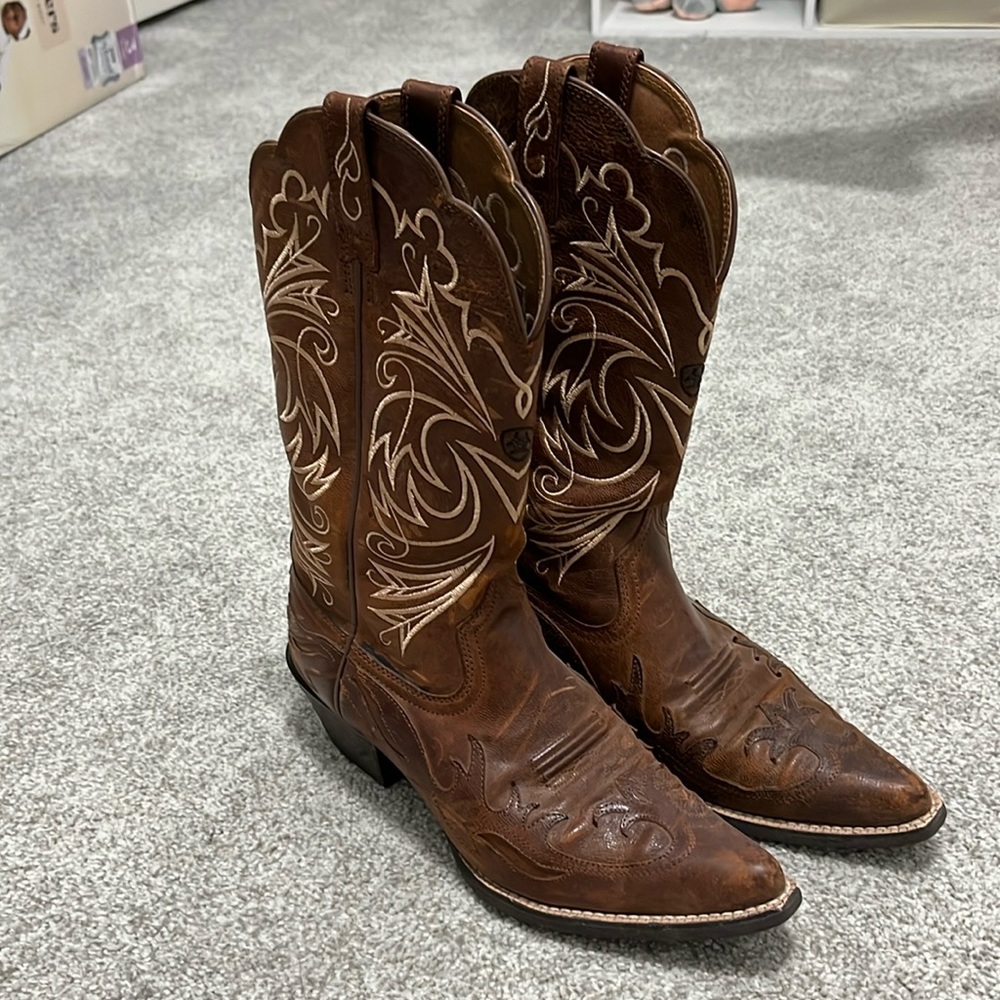 Ariat 10005920 Heritage Brown Overlay Cowgirl Western Boots Women's US 6.5 B